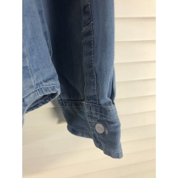 Jean Button Up  Size 10/12 Shirt Rhinestone Embellished Collar - Picture 6 of 7